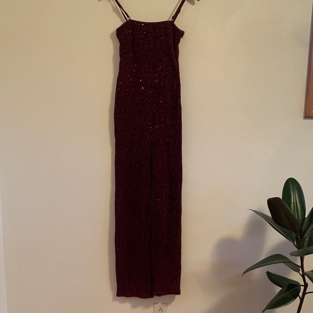 Wild Fable Burgundy Sequin Jumpsuit